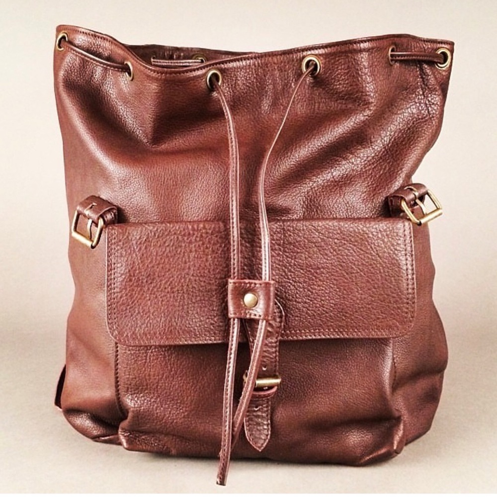 Back to school! Brown Leather Backpack